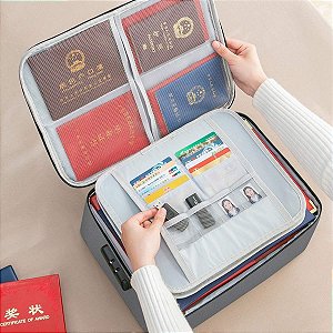 Bolsa Pasta Organizador Viagem Documento Passaporte Cartão Identidade Trava Com Segredo