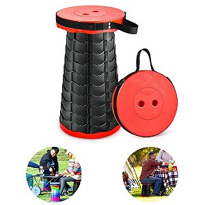 Banqueta Banco Retrátil com Alça Telescópica Banquinho Portátil Ajustável Pesca Camping Caminhada