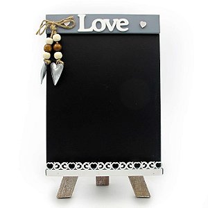 Lousa Decorativa Quadro Negro de Recados com Cavalete Love