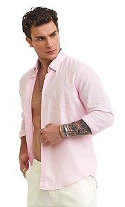 Camisa de Linho Manga Longa - Rosa