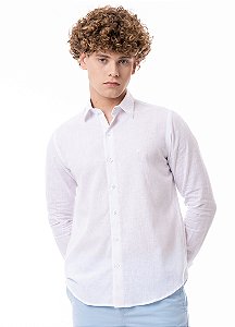 Camisa de Linho Manga Longa - Branca