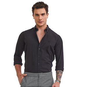 CAMISA SLIM MANGA LONGA PRETA