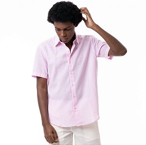 CAMISA LINHO MANGA CURTA MYR ROSA