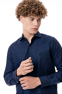 CAMISA LINHO MANGA LONGA MYR AZUL MARINHO PREMIUM