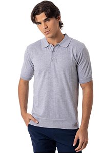 POLO TRICOT BOTAO MYR CINZA