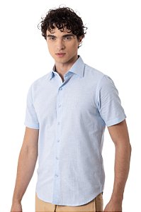 CAMISA LINHO MANGA CURTA MYR AZUL CELESTE