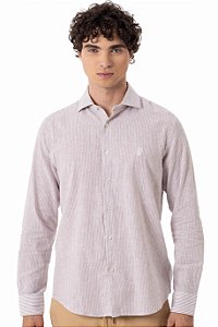 CAMISA LINHO MANGA LONGA MYR LISTRAS CAQUI