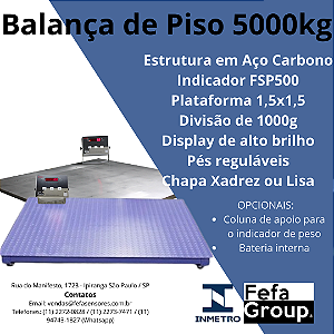 Balança de Piso 1,5x1,5 5000kg