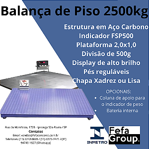 Balança de Piso 2,0x1,0 2500kg