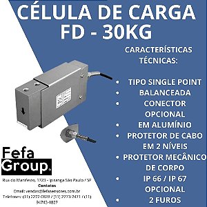 Célula de Carga Modelo FD Capacidade 30kg