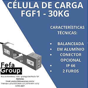 Célula de Carga Modelo FGF1 Capacidade 30kg
