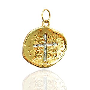 Medalha Das Duas Cruzes Banhado a Ouro 3cm
