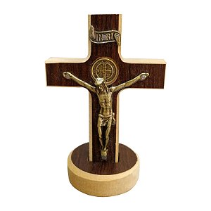 Cruz de Mesa e Parede São Bento Madeira 11cm