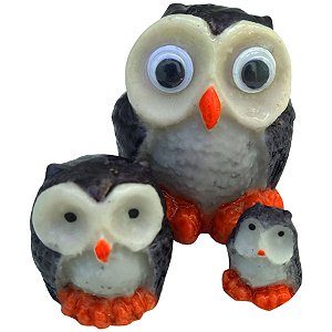 Trio de Corujas Família Preta