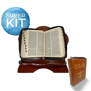 Biblia C/ Zíper 14cm Com Suporte De Madeira