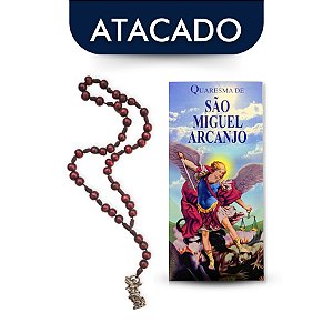 Terço São Miguel Arcanjo 8mm Mogno Atacado