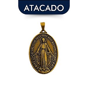 Medalha Milagrosa Grande 4cm Dourada Atacado
