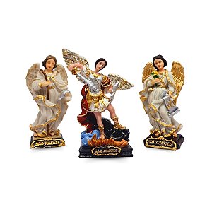 Tres Anjos Arcanjos São Miguel Gabriel E Rafael 15cm