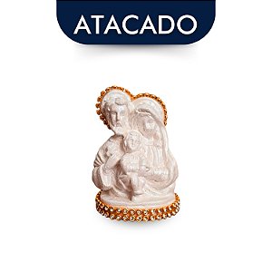 Mini Sagrada Família Em Pérolas E Strass 7cm Atacado