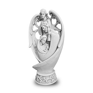 Sagrada Família Com Anjo em Mármore 30cm