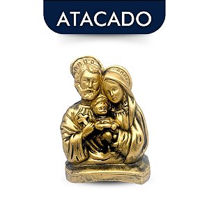 Sagrada Família Dourada Gesso 19cm Atacado