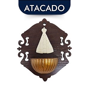 Porta Água Benta Em Resina Aparecida 15cm Atacado