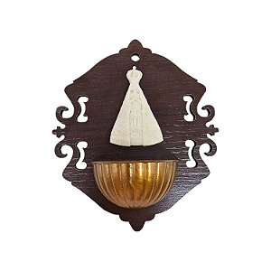 Porta Água Benta Em Resina Aparecida 15cm