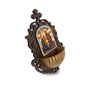 Porta Água Benta Sagrada Família Resinada 15cm
