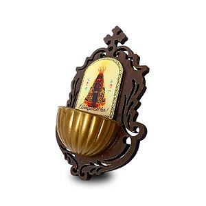 Porta Água Benta Nossa Senhora Aparecida Resinada 15cm