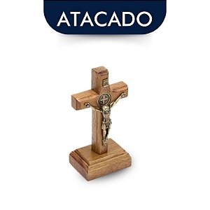 Cruz São Bento Mesa Madeira Maciça 8cm Atacado