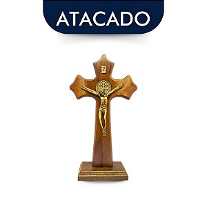 Cruz Crucifixo São Bento Mesa E Parede 26cm Atacado