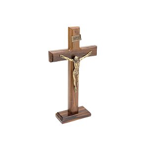 Crucifixo De Mesa E Parede Em Madeira 26cm