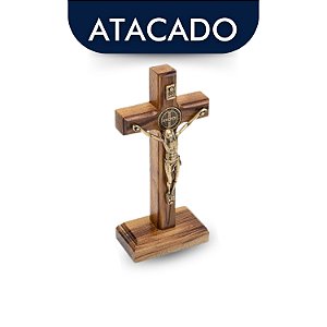 Cruz São Bento Mesa E Parede Madeira 12cm Atacado