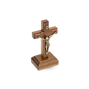 Crucifixo De Mesa Em Madeira Maciça 8,5cm