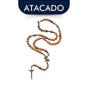 Terço De São Miguel Arcanjo De Pescoço Em Madeira Marrom Atacado