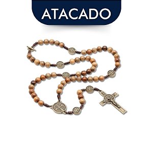 Terço De São Bento De Pescoço Em Madeira Imbuia Atacado