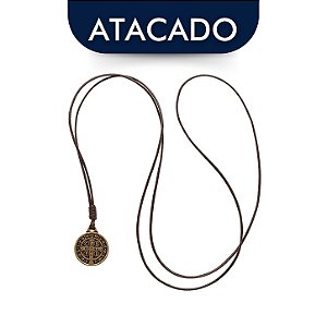 Colar Medalha De São Bento Ouro Velho 1,8cm Atacado