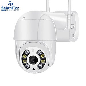Câmera IP Mini Speed Dome WI-FI Externa 2MP Com Cartão SD 128GB -Alerta De Duas Vozes- Detecção Humana Áudio Visão Notur