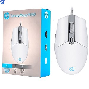 Mouse HP Gamer USB M260 Branco - Sensor Óptico Ambidestro Resoluções até 6400 DPI e Iluminação RGB