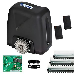 Kit Conjunto Motor de Portão Rossi DZ ATTO 36 V2 TURBO 220V 350KG Com Controle, Placa e 3 Metros de Cremalheira
