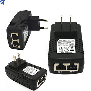 Fonte Poe Injector Ethernet CCTV 48V 0.5A