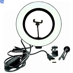 Iluminador Ring Light 3 Cores Ajustável e 10 Níveis De Brilho LAM-8593
