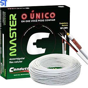 Caixa de Cabo Coaxial Para Cftv 4mm + Bipolar Condutti Master 100 Metros