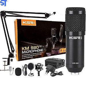 Microfone Condensador Ksr Km-980 Pro - Kit Youtuber