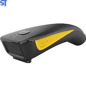 Leitor Código De Barras Bluetooth E USB NETUM C750 Preto Com Amarelo