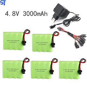 Kit De Baterias Com Carregador para Brinquedos Rc Ni-mh Aa 4.8v 3000Mph Bateria Recarregável