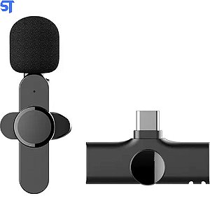 Microfone Condensador De Lapela Wireless / Sem Fio 2.4Ghz Aibev Tipo C
