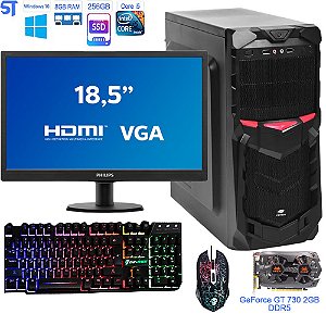 Computador Gamer Core i5 - HD SSD 256GB -Memória 8GB -Placa Vídeo 2GB 128Bits -500W Com Monitor 18,5 Teclado e Mouse