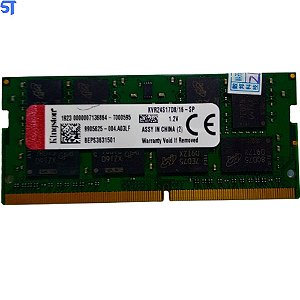 Memória Ram Notebook 16GB Kingston KVR24S17D8/16 2400Mhz DDR4 - Verde