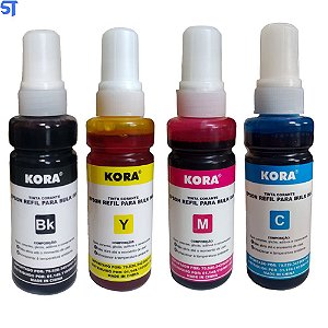 Kit Tinta Refil Epson/HP Preto/Yelow/Magento/Cyan 400ML Kora